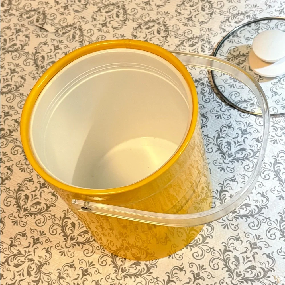 Vintage MCM Yellow Ice Bucket Lucite Retro canary Barware Party Lidded
